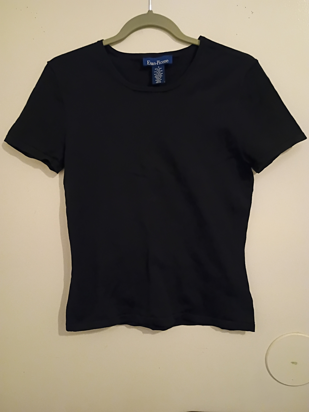 Evan Picone Women's Black Short Sleeve Top Silk Blend Sz S